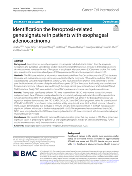 Identification the Ferroptosis-Related Gene Signature in Patients with Esophageal Adenocarcinoma