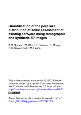 Quantification of the Pore Size Distribution of Soils: Assessment of Existing Software Using Tomographic and Synthetic 3D Images