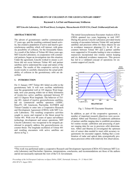 Probability of Collision in the Geostationary Orbit*