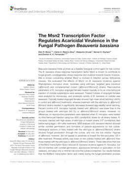 The Msn2 Transcription Factor Regulates Acaricidal Virulence in the Fungal Pathogen Beauveria Bassiana