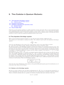 Chapter 6. Time Evolution in Quantum Mechanics