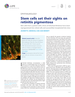 Stem Cells Set Their Sights on Retinitis Pigmentosa