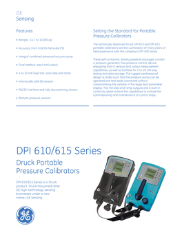 DPI 610/615 Series Druck Portable Pressure Calibrators