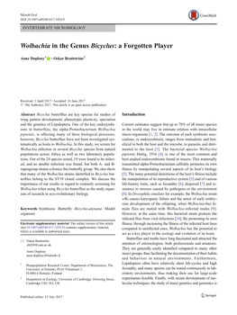 Wolbachia in the Genus Bicyclus: a Forgotten Player