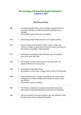 The Chronology of the Era of the Prophet Muhammad Casim Avcı