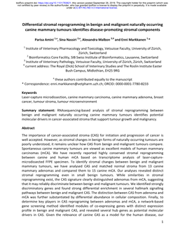 Differential Stromal Reprogramming in Benign and Malignant Naturally Occurring Canine Mammary Tumours Identifies Disease-Promoting Stromal Components