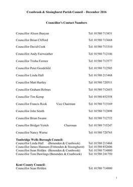 Parish Council Members As at 1St September 2005