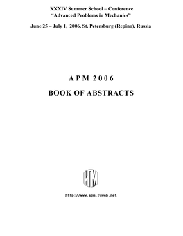 Apm 2006 Book of Abstracts