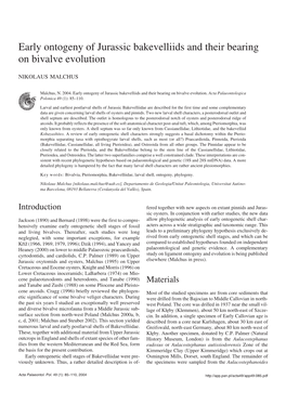 Early Ontogeny of Jurassic Bakevelliids and Their Bearing on Bivalve Evolution