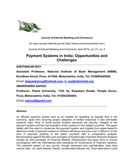 Payment Systems in India: Opportunities and Challenges