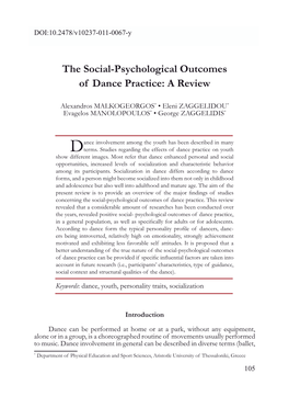 The Social-Psychological Outcomes of Dance Practice: a Review