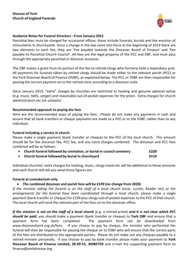 From January 2021 Parochial Fees Must Be Charged for Occasional Offices; These Include Funerals, Burials and the Erection of Monuments in Churchyards