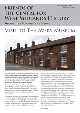 Friends of the Centre for West Midlands History Visit to the Avery