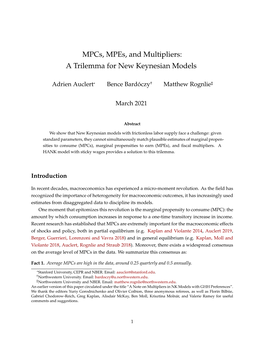 Mpcs, Mpes, and Multipliers: a Trilemma for New Keynesian Models