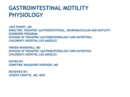 Gastrointestinal Motility Physiology