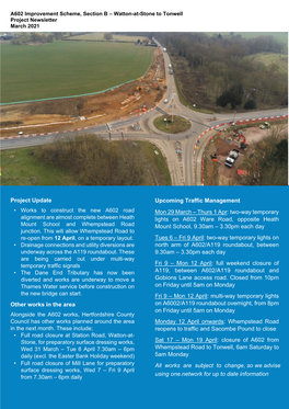 A602 Improvement Scheme, Section B – Watton-At-Stone to Tonwell Project Newsletter March 2021