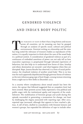 Gendered Violence and India's Body Politic