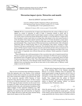 Mercurian Impact Ejecta: Meteorites and Mantle