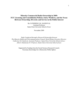 Minority Commercial Radio Broadcasters Sandoval MMTC 2009 Final Report
