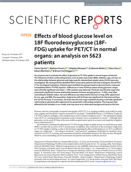 (18F-FDG) Uptake for PET/CT in Normal Organs