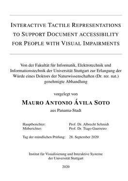 Interactive Tactile Representations to Support Document Accessibility for People with Visual Impairments