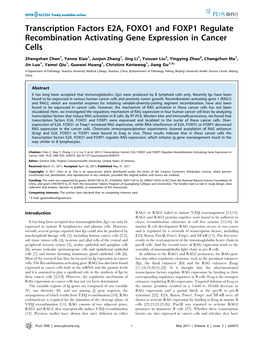 Transcription Factors E2A, FOXO1 and FOXP1 Regulate Recombination Activating Gene Expression in Cancer Cells