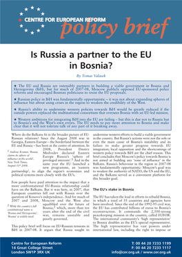 Is Russia a Partner to the EU in Bosnia? by Tomas Valasek