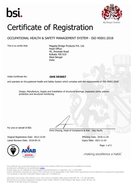 Certificate ISO 45001