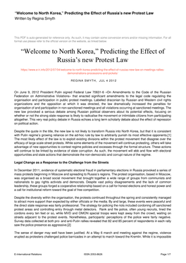 North Korea,” Predicting the Effect of Russia's