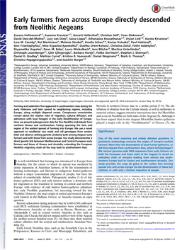 Early Farmers from Across Europe Directly Descended from Neolithic Aegeans