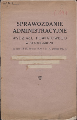 Sprawozdanie Administracyjne Wydziału Powiatowego W Starogardzie