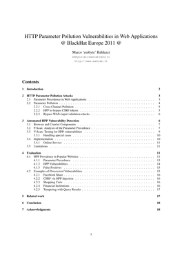 HTTP Parameter Pollution Vulnerabilities in Web Applications @ Blackhat Europe 2011 @