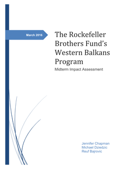 The Rockefeller Brothers Fund's Western Balkans Program