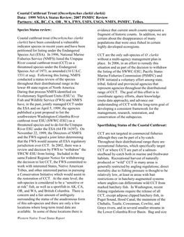 Coastal Cutthroat Trout (Oncorhynchus Clarkii Clarkii) Data