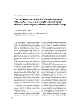 Straight-Tusked Elephant (Palaeoloxodon Antiquus) and Other Megafauna in Europe