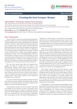 Treating the Oral Creeper: Herpes