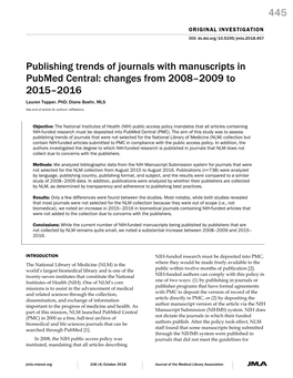 445 Publishing Trends of Journals with Manuscripts in Pubmed Central