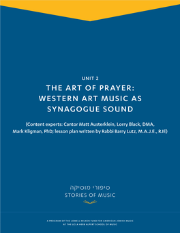 The Art of Prayer: Western Art Music As Synagogue Sound