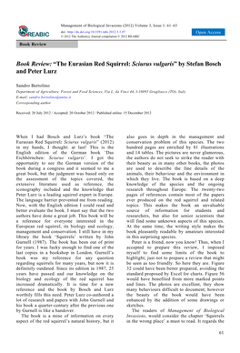 Book Review: “The Eurasian Red Squirrel: Sciurus Vulgaris” by Stefan Bosch and Peter Lurz