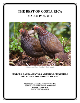 The Best of Costa Rica March 19–31, 2019