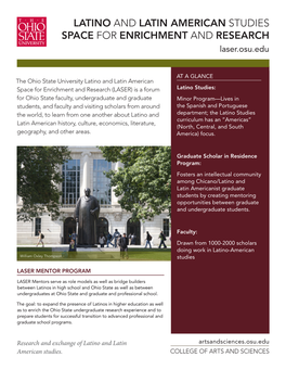 LATINO and LATIN AMERICAN STUDIES SPACE for ENRICHMENT and RESEARCH Laser.Osu.Edu