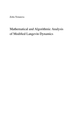 Mathematical and Algorithmic Analysis of Modified Langevin Dynamics