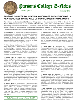 Parsons College E-News Volume 4, No