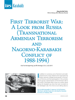 Transnational Armenian Terrorism and Nagorno-Karabakh Conflict of 1988-1994) End