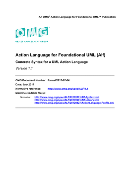 Action Language for Foundational UML (Alf) Concrete Syntax for a UML Action Language Version 1.1 ______