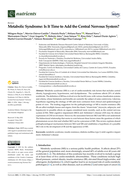 Metabolic Syndrome: Is It Time to Add the Central Nervous System?