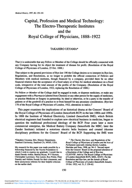 Capital, Profession and Medical Technology: Royal College Of