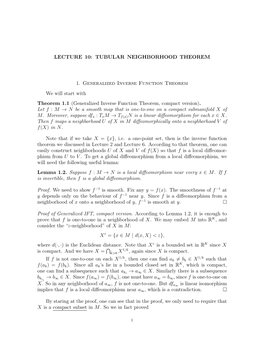 Lecture 10: Tubular Neighborhood Theorem