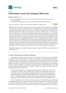 Information Across the Ecological Hierarchy