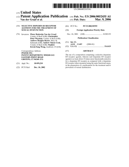 (12) Patent Application Publication (10) Pub. No.: US 2006/0052435 A1 Van Der Graaf Et Al